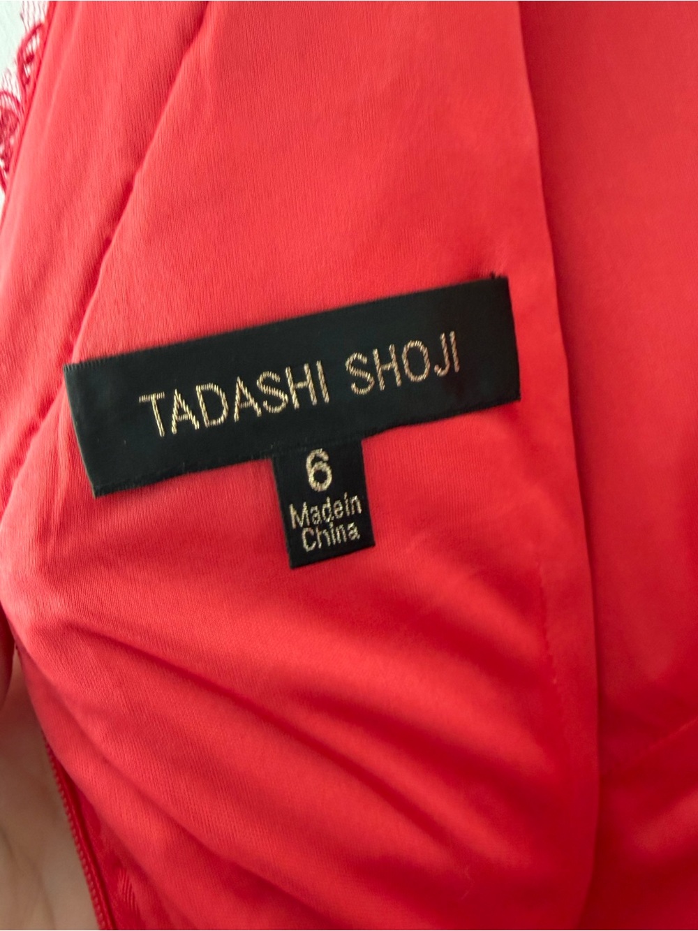 Tadashi Shoji Size 6 Flame Red Corded Lace Tulle Sheath Cocktail Dress - Picture 11 of 13
